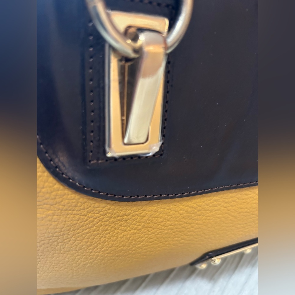 Valentina Yellow and Brown Italian leather Women's Purse - Picture 7 of 9